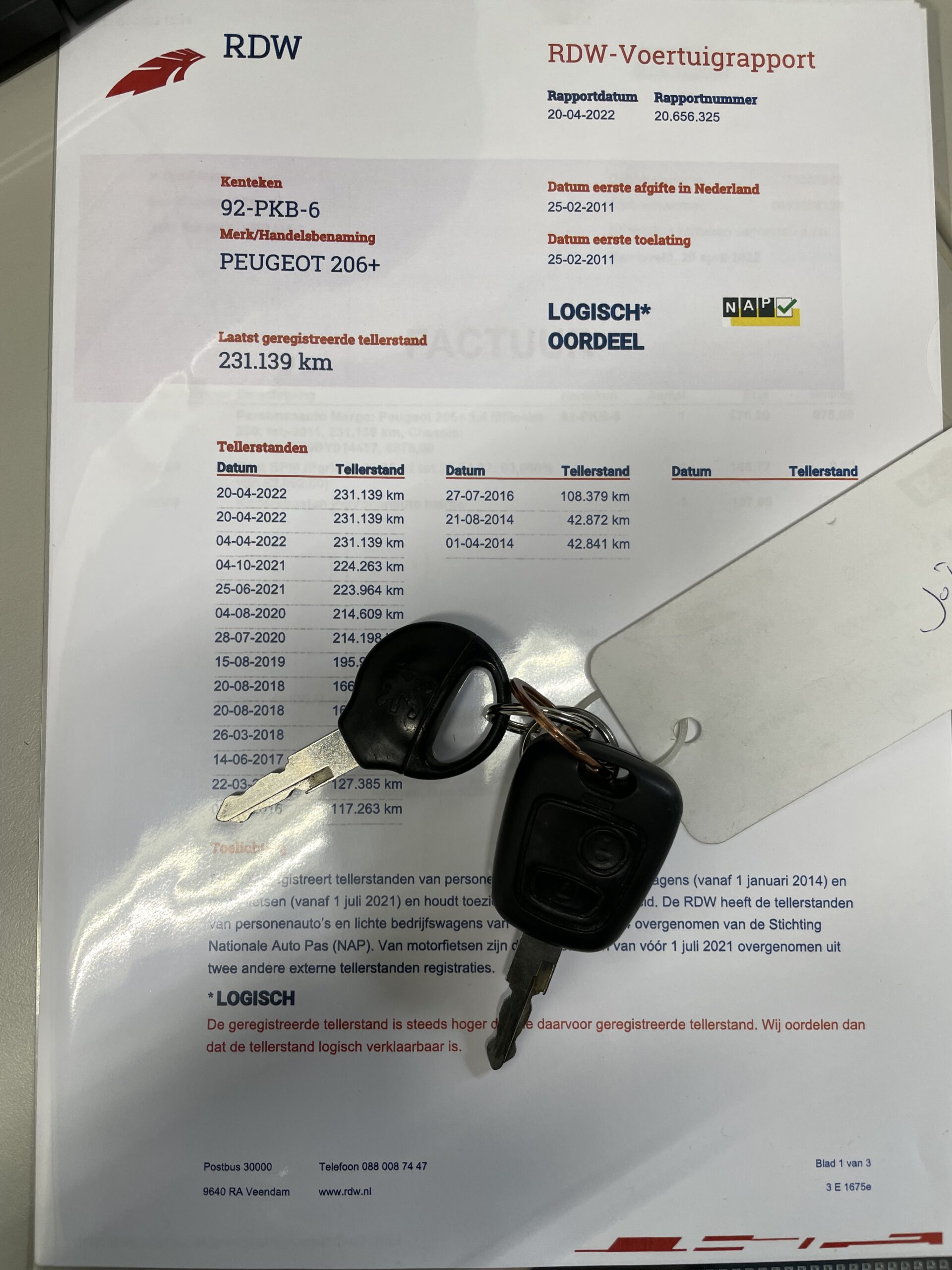 PEUGEOT 206 + 1.4 BENZINE  BJ 2011  231266 KM. NIEUWE  DISTRIBUTIE